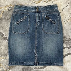 Rare vintage Lauren Jeans Co. Ralph Lauren 90s medium-wash denim midi skirt 💙